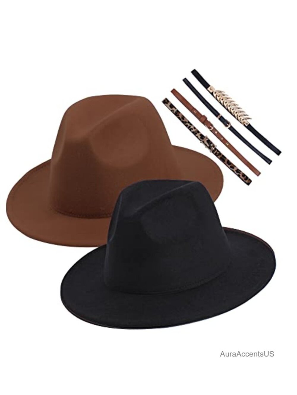 2 Pack Fedora Hats Women Wide Brim 65% Cotton 35% Polyester Adjustable